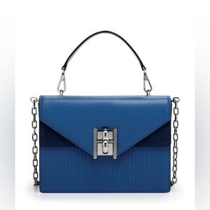 Brand New Henri Bendel Blue Top Handle Plaza Satchel Purse Bag